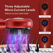 Peine de masaje eléctrico de microcorriente, luz roja de 660nm, peine para el cuidado del cabello, amasado, relajación, masajeador del cuero cabelludo, circulación sanguínea