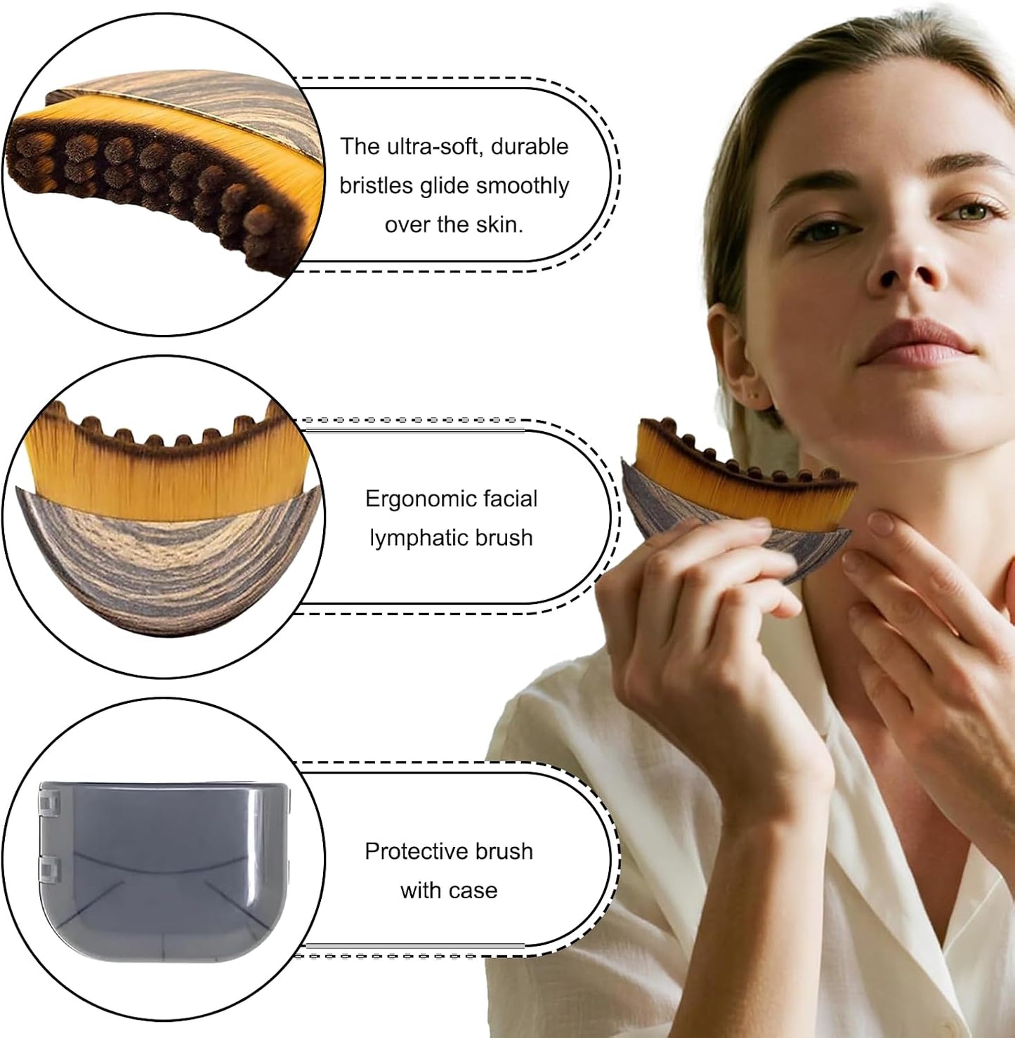 Lymphatic Contour Face Brush Ergonomic Massager for Jawline Sculpting