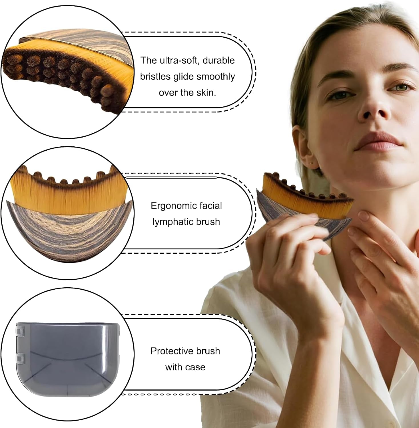 Lymphatic Contour Face Brush Ergonomic Massager for Jawline Sculpting