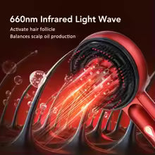 Peine de masaje eléctrico de microcorriente, luz roja de 660nm, peine para el cuidado del cabello, amasado, relajación, masajeador del cuero cabelludo, circulación sanguínea