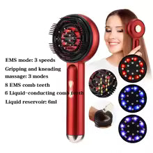 Peine de masaje eléctrico de microcorriente, luz roja de 660nm, peine para el cuidado del cabello, amasado, relajación, masajeador del cuero cabelludo, circulación sanguínea