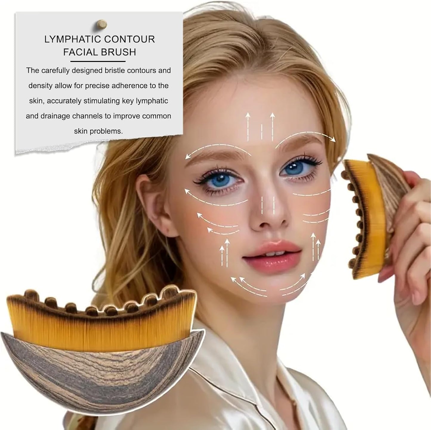 Lymphatic Contour Face Brush Ergonomic Massager for Jawline Sculpting
